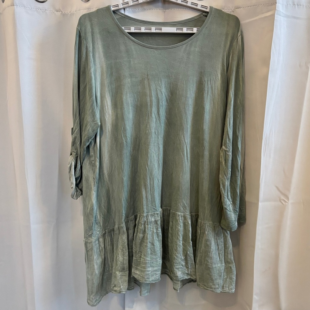 Victorian Trading Co Women Tunic Dress Green Ruffle 2X Fairycore Festival 19886